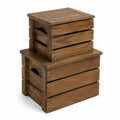 Set de Cajas de Almacenamiento de Madera de Pino Marr¨®n