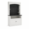 Aparador de Cocina de MDF Blanco y Negro con Estantes de Vidrio Templado
