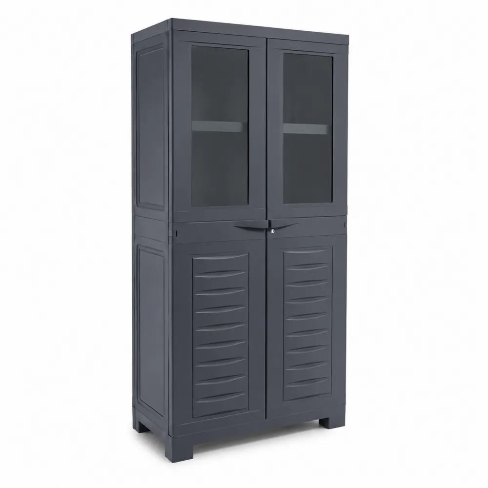 Armario de resina gris oscuro 178x65x40 cm