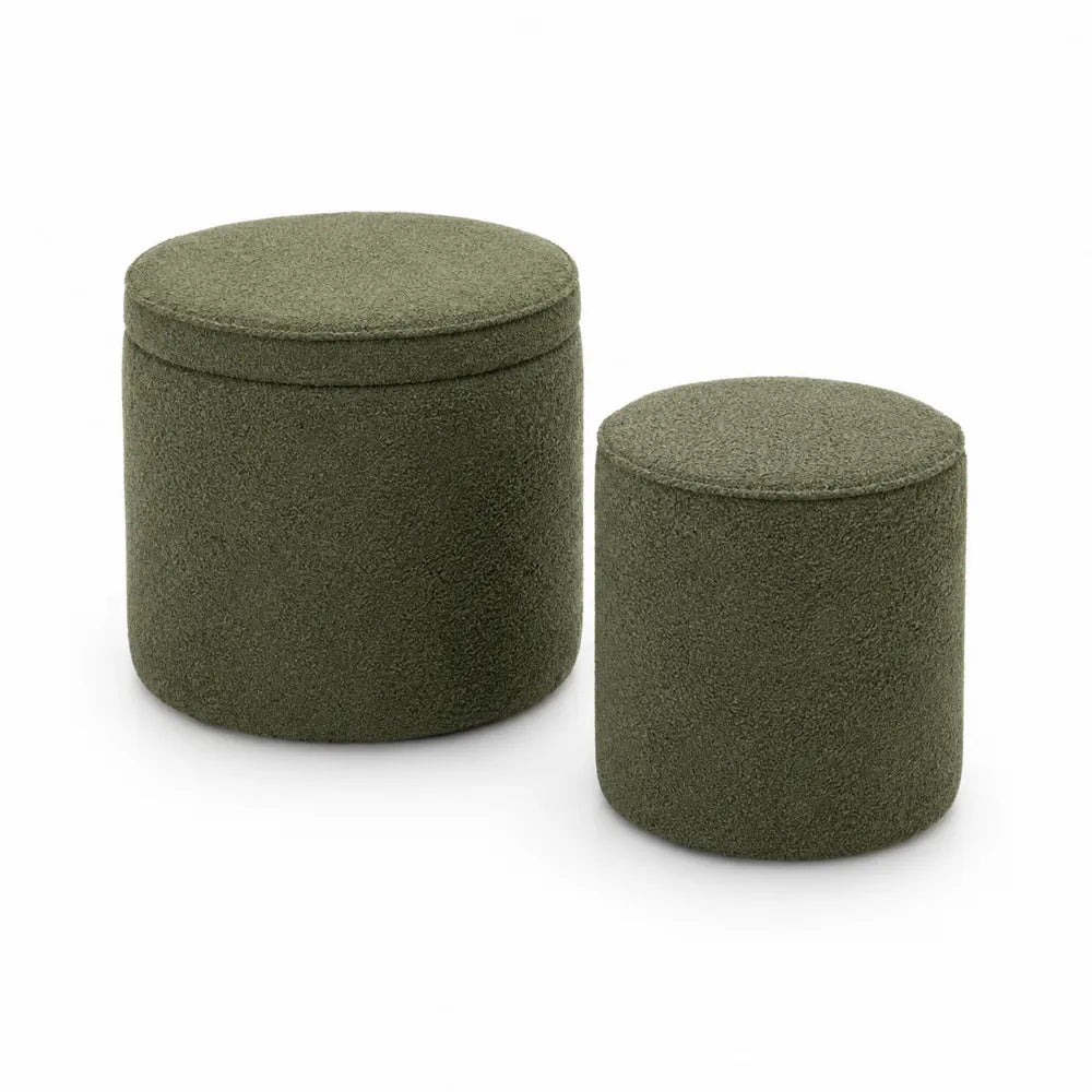 Set de 2 reposapi¨¦s redondos de madera y Boucl¨¦ con almacenamiento