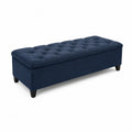 Banco de almacenamiento en madera y poli¨¦ster azul 120x45x50 cm