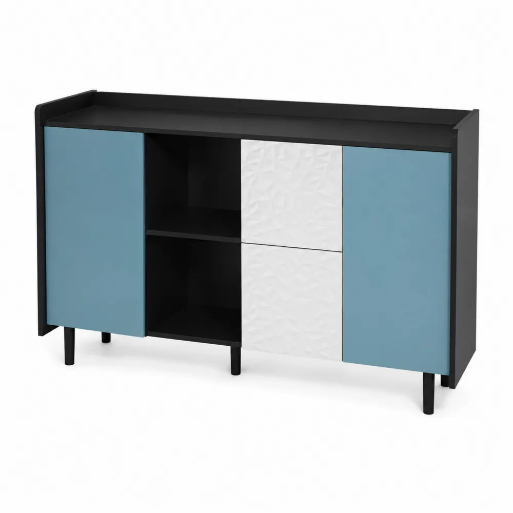 Aparador de MDF con Puertas Azul y Blanco