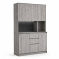 Armario de almacenamiento de MDF gris con puertas y cajones 180x90x40cm