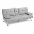 Sof¨¢ cama de cuero sint¨¦tico Gris Claro 190 cm